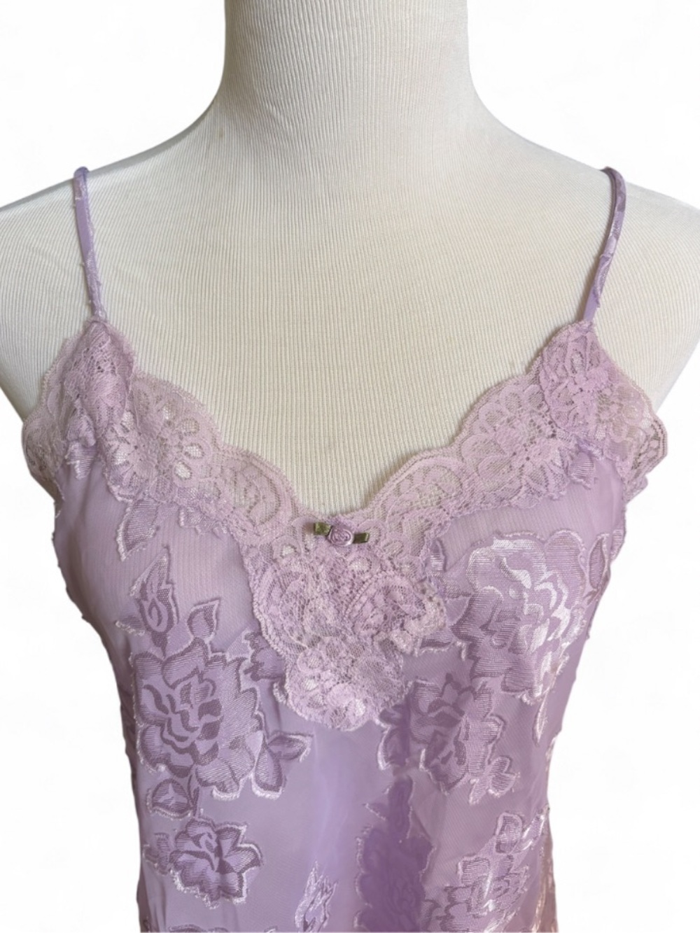 Expressions Lavender Floral Lace Slip - Picture 3 of 4